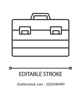 Construction toolbox linear icon. Thin line illustration. Toolbag. Contour symbol. Vector isolated outline drawing. Editable stroke