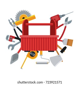 Construction toolbox service Vector Ilustration icon urban