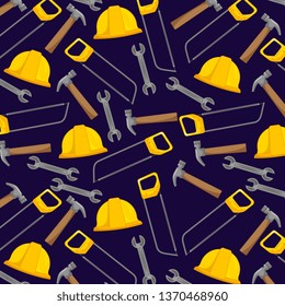 Construction tools background pattern cartoons vector digital image illustration