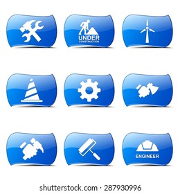 Construction Tools Blue Vector Button Icon Design Set 2