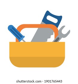 construction tools box icon over white background, flat style, vector illustration