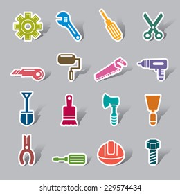 Construction Tools Collection Color Icon Label