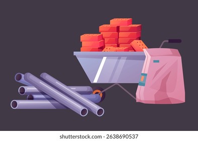 Construction tools concept isolated design element. Vector flat graphic design illustration
