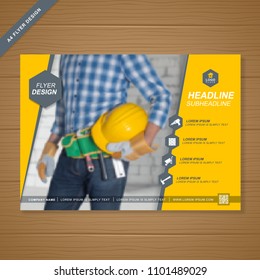 construction tools cover A4 template for a report and brochure design, flyer, leaflets decoration for printing and presentation vector illustration