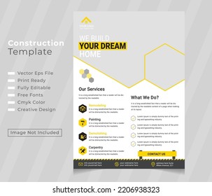 Construction tools cover a4 template for a report and brochure design, flyer, banner, leaflets decoration for printing and presentation vector illustration