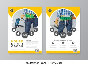 Werkzeugabdeckung, Rückseite a4-Vorlage und flache Symbole für einen Bericht und eine Broschüren-Design, Flyer, Banner, Faltblätter für den Druck und die Darstellung von Vektorgrafik