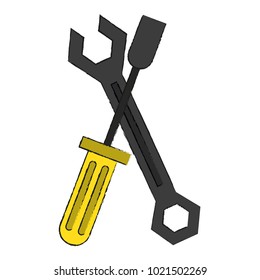 Construction tools crossed