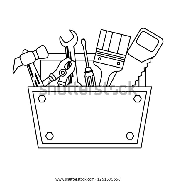 Construction Tools Elements Black White Stock Vector (Royalty Free ...