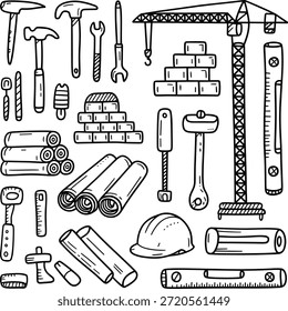 Construction Tools and Engineering Equipment Sketches