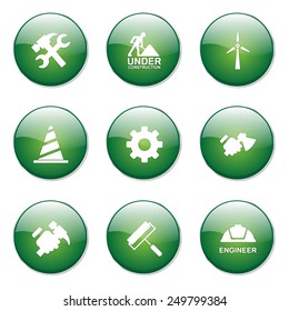 Construction Tools Green Vector Button Icon Design Set 2