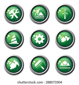 Construction Tools Green Vector Button Icon Design Set 2