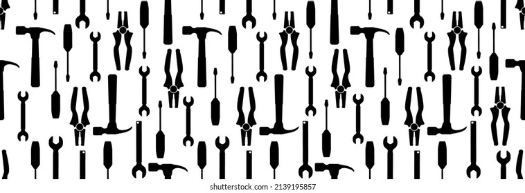 Construction tools, happy labor day. Seamless pattern. 