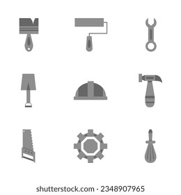 construction tools icon. flat, simple and grey. used for symbol, icon, sign and logo