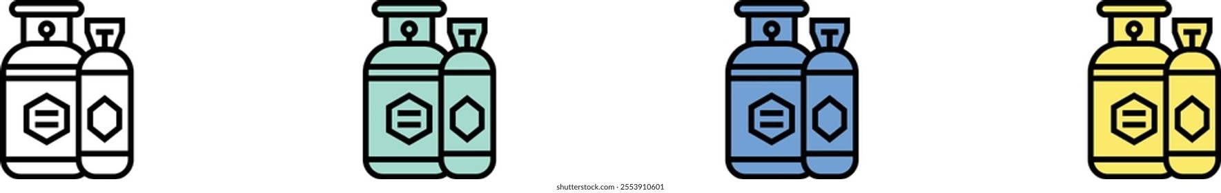 construction and tools icon. Outline, Green, Blue and Yellow Style Design Isolated On White Background