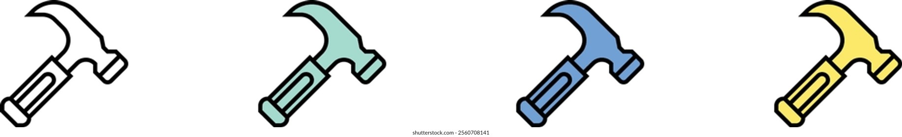 construction and tools icon. Outline, Green, Blue and Yellow Style Design Isolated On White Background
