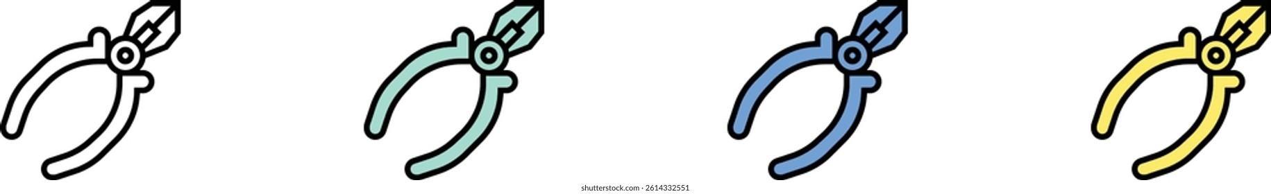 construction and tools icon. Outline, Green, Blue and Yellow Style Design Isolated On White Background