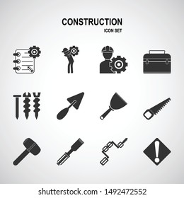 Construction tools icon set illustration