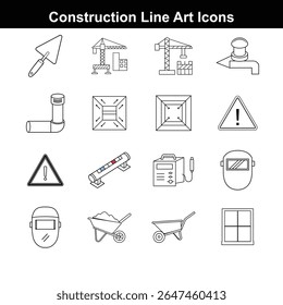 Construction Tools Icon Set on white background 