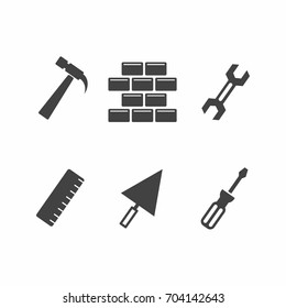 Construction tools icon set on white background vector illustration