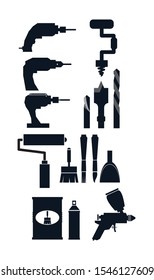 construction tools icon set pack, High Quality variety symbols Vector illustration