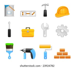 construction tools icon set vector