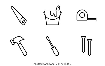 Colección de plantillas de vector de símbolo de herramientas de construcción