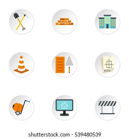 Construction tools icons set. Flat illustration of 9 construction tools vector icons for web