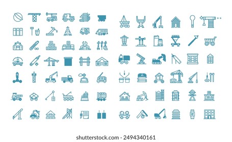 construction tools icons set. construction, home repair tools,building,paint roller,step ladder,tools, trowel,building,crane,drawing,real estate,Construction line icons set,Builder.
Simple line vector