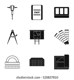 Construction tools icons set. Simple illustration of 9 construction tools vector icons for web