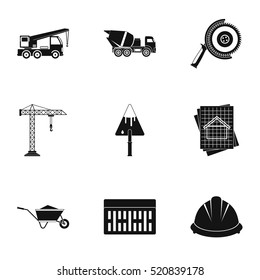 Construction tools icons set. Simple illustration of 9 construction tools vector icons for web