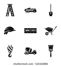 Construction tools icons set. Simple illustration of 9 construction tools vector icons for web