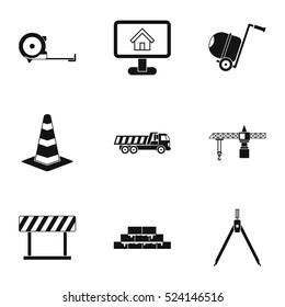 Construction tools icons set. Simple illustration of 9 construction tools vector icons for web