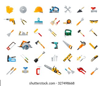 construction, tools icons set. vector illustration