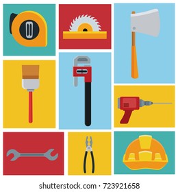 Construction tools icons set Vector Ilustration icon urban