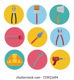 Construction tools icons set Vector Ilustration icon urban
