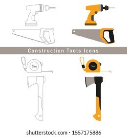 Construction tools icons, Workers tools icon set