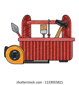 Construction tools inside box scribble