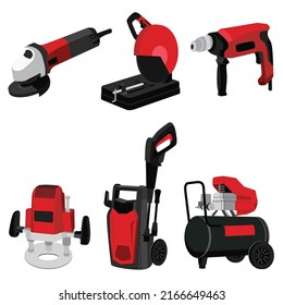 Construction tools isolated on white background. Power tools.