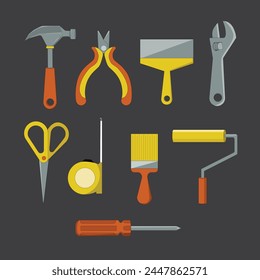 construction tools line art illustration 