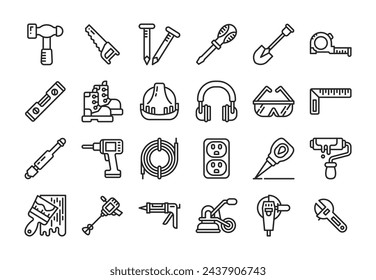 Construction tools line icon. Perfect for graphic design, mobile, UI, and web masterpieces