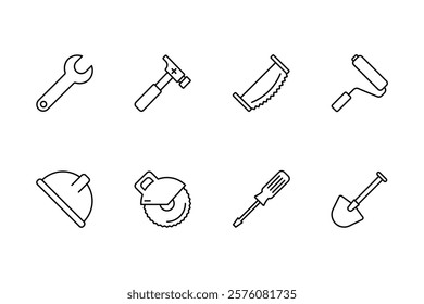 Construction Tools Line Icons Set