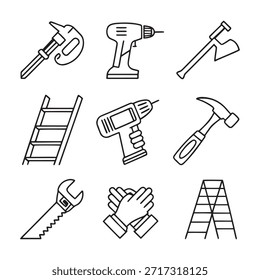 Hilfslinien-Symbole für Hilfslinien. Heimwerkerausrüstung Vektor.