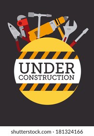 construction tools over black background vector illustration