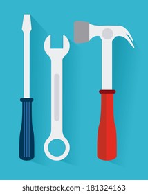construction tools over blue background vector illustration