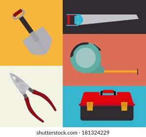 construction tools over colorful background vector illustration