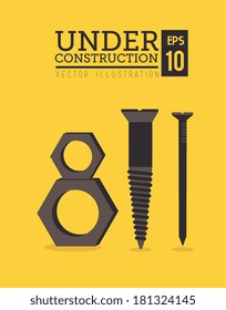 construction tools over yellow background vector illustration