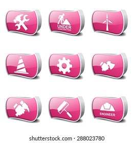 Construction Tools Pink Vector Button Icon Design Set 2