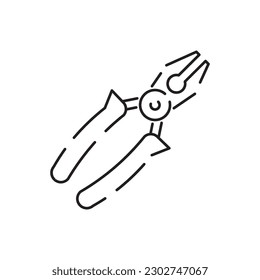 Construction tools, Pliers. Power Industry line icons. Editable stroke. Vector illustration