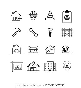 Construction Tools Real Estate Icon Set