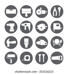 Construction tools. Repair icons. Vector set.